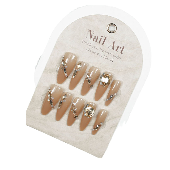 Glamorous Crystal-Embellished Press-On Nail Set Bowlift