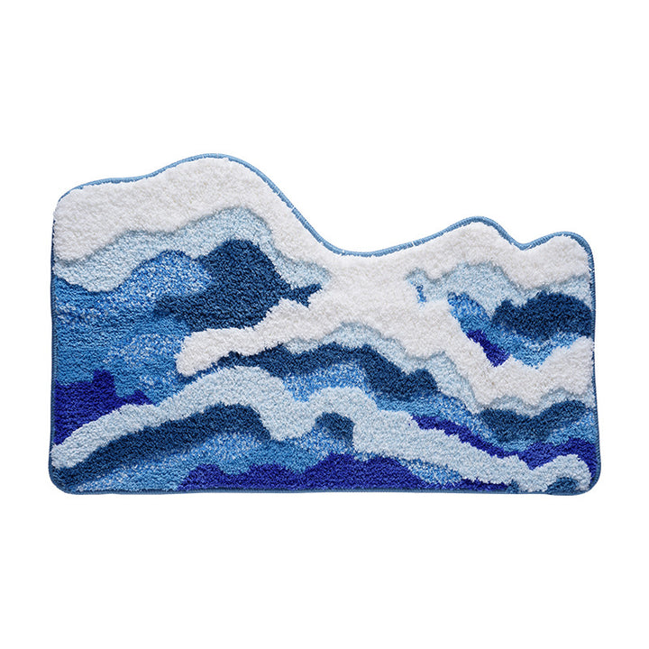 Abstract Ocean Wave Bath Mat Bowlift