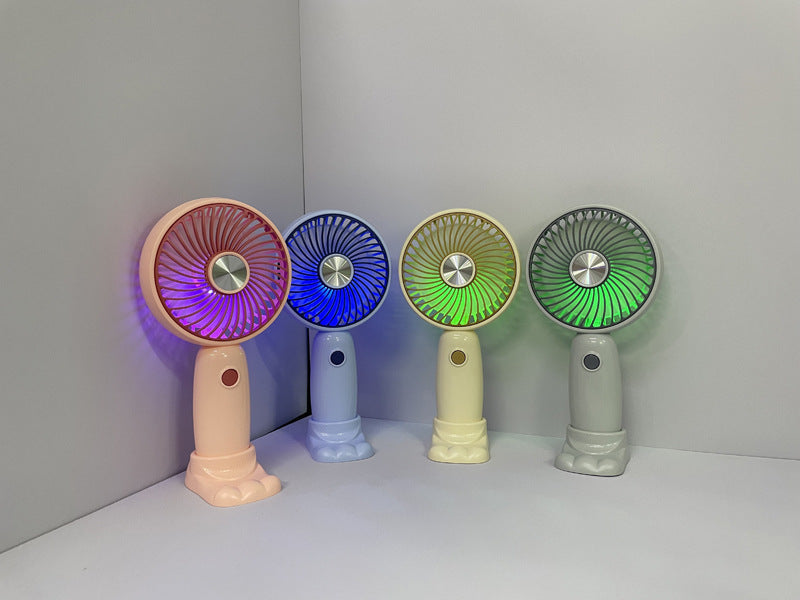 Unisex Portable Handheld Fan with LED Lighting and Creative Design Bowlift