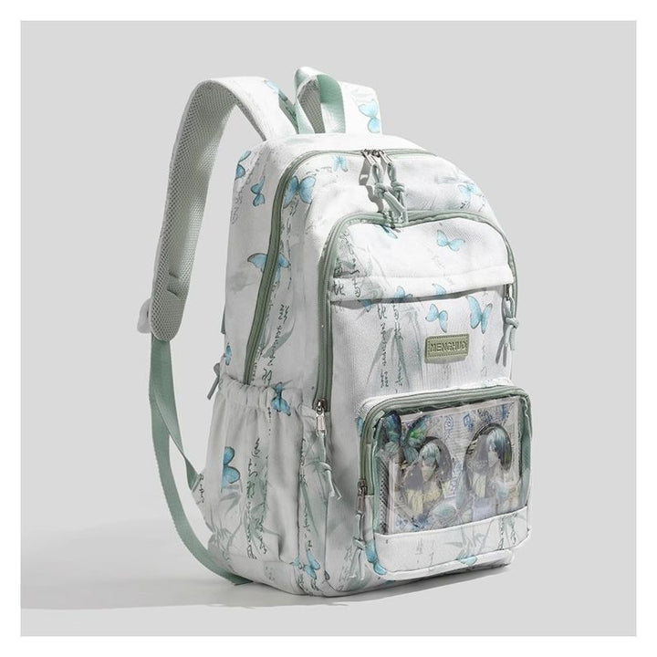 Butterfly-Printed Multi-Compartment Backpack Bowlift