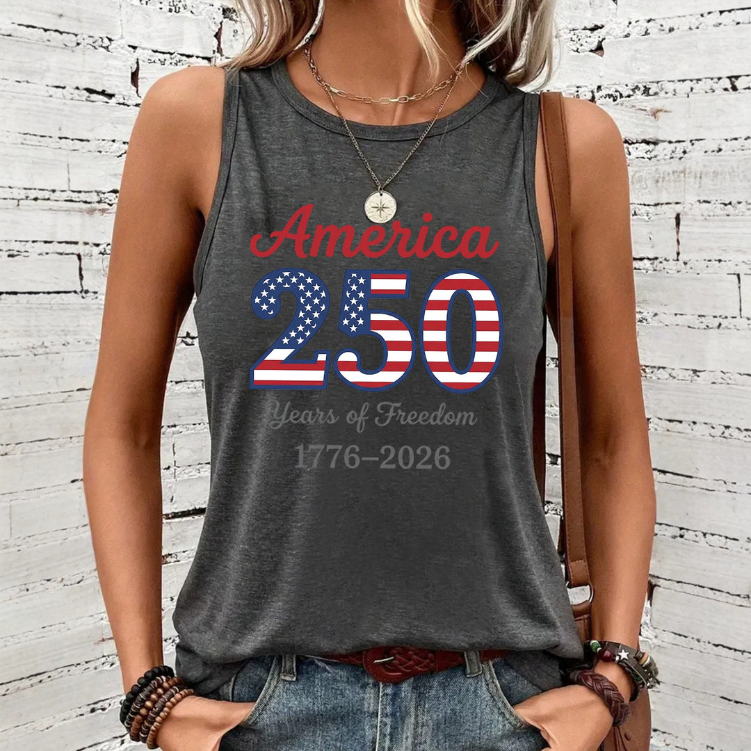 Women's nan sleeveless patriotic graphic tank top with soft modal-cotton blend and relaxed drape Bowlift