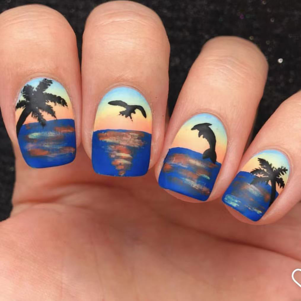 Artistic Ocean-Themed Press-On Nails Bowlift
