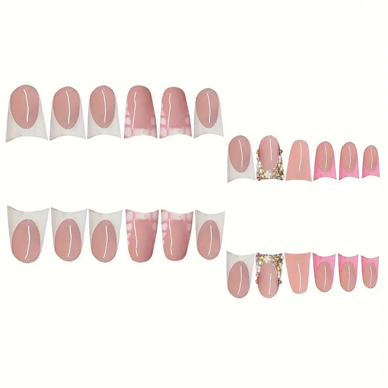 Glamorous 3D Crystal-Accented Press-On Nail Set Bowlift