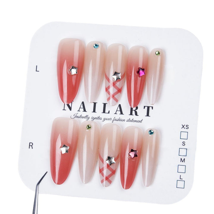 Glamorous Floral and Gemstone Press-On Nail Set Bowlift