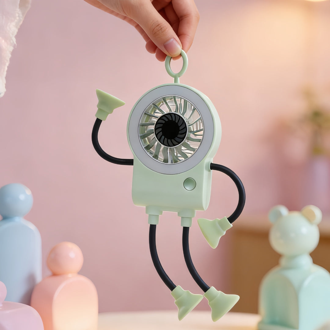 Women's creative table fan with LED lighting and flexible design Bowlift
