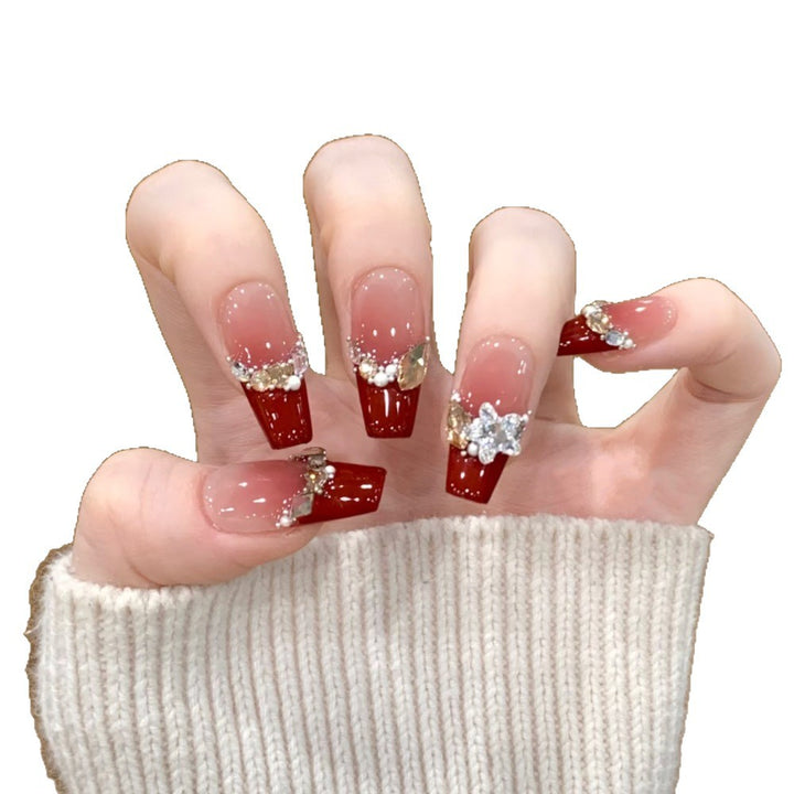 Glamorous artificial nails with elegant rhinestone design Bowlift