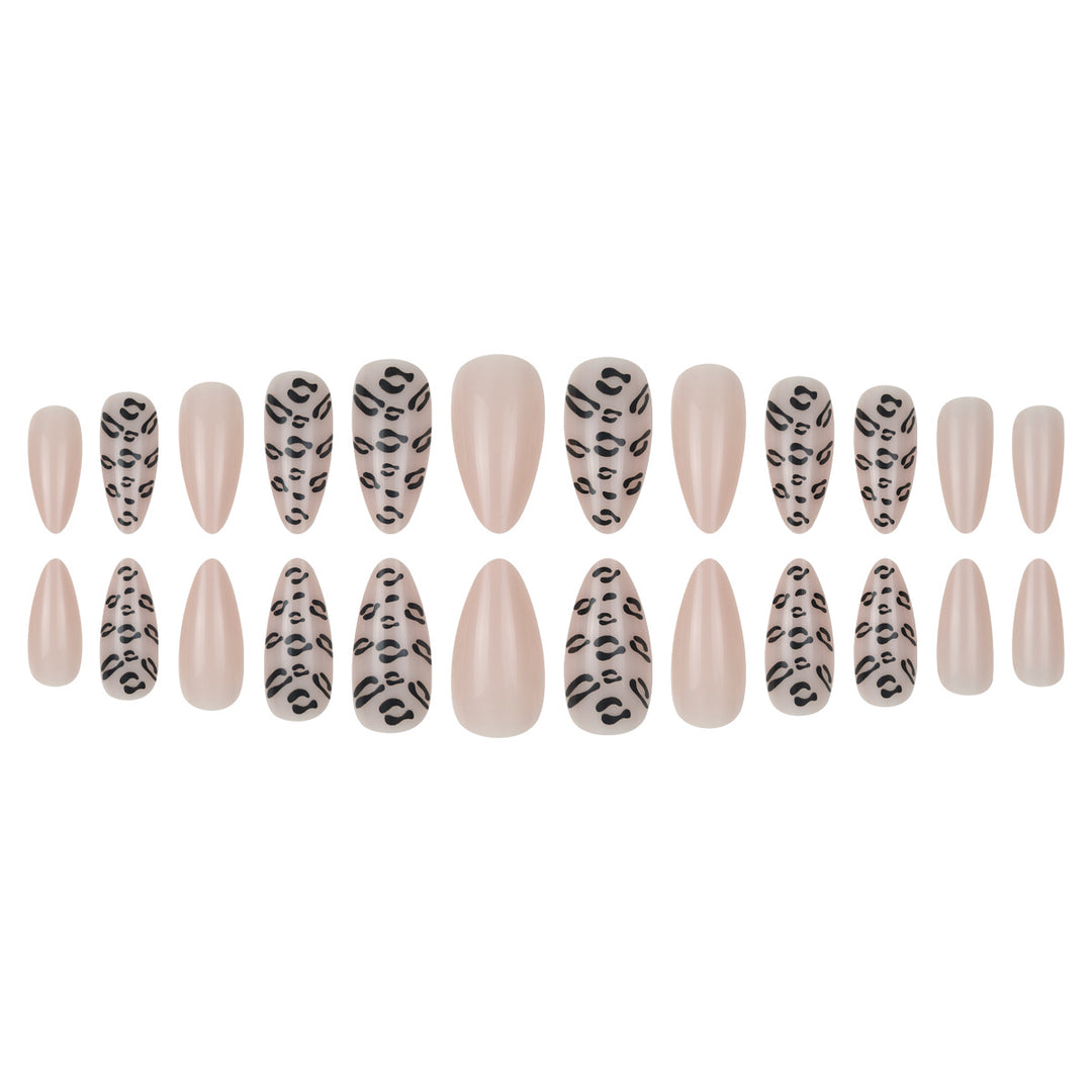 Elegant Stiletto Press-On Nails with Animal Print Design Bowlift
