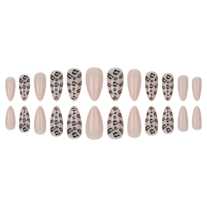 Elegant Stiletto Press-On Nails with Animal Print Design Bowlift