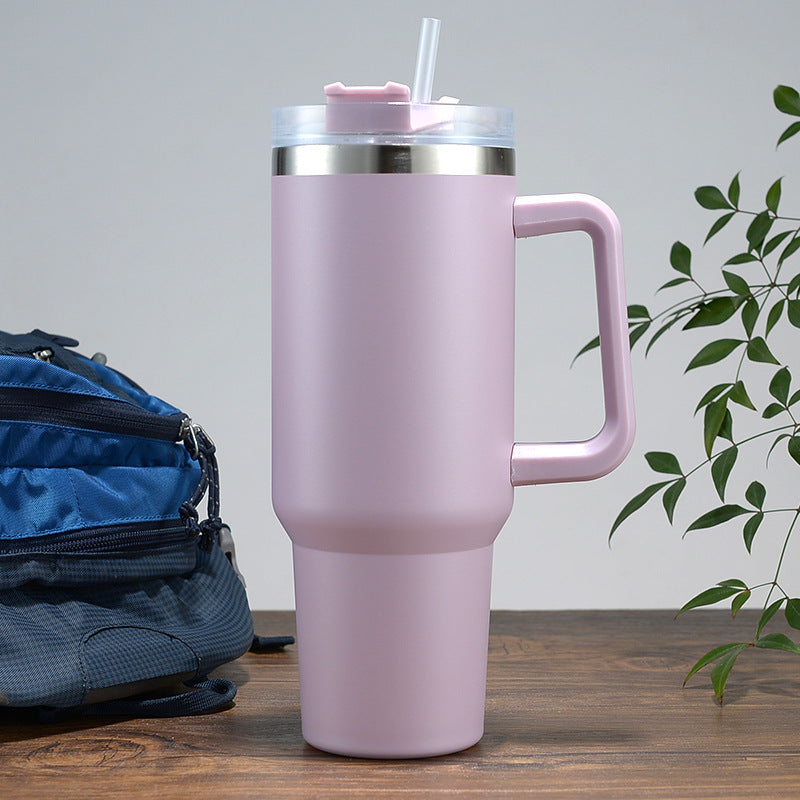 Women High-Quality Thermo Mug with Practical Carrying Handle and Integrated Straw Bowlift
