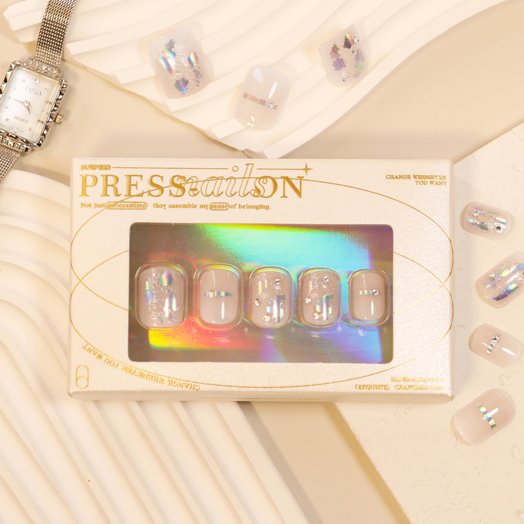 Artful Nail Art with Glitter Accents and Elegant Details Bowlift