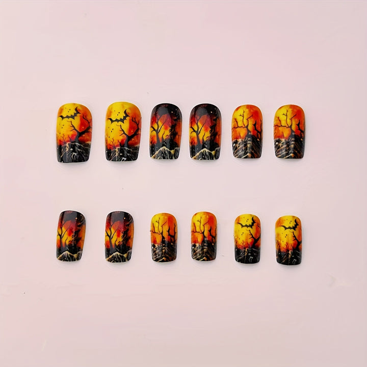 Creative Halloween Art Nails in Mysterious Night Design Bowlift