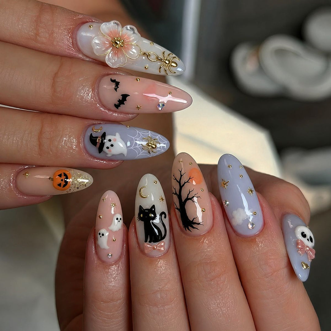 Halloween-Themed Press-On Nail Art Set Bowlift 1788495348