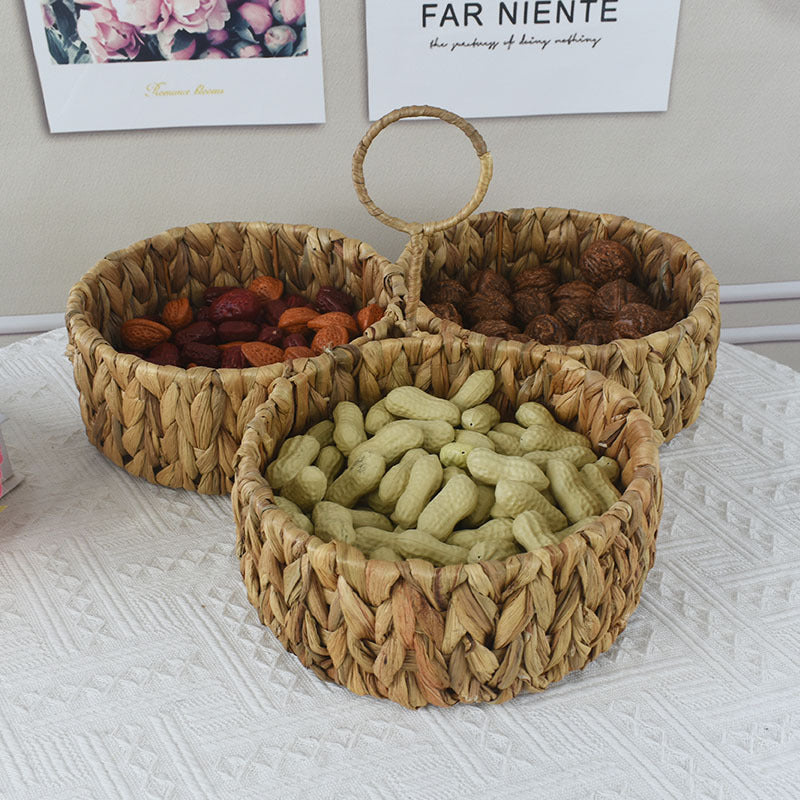 Multi-Sectional Handcrafted Woven Storage Basket Bowlift