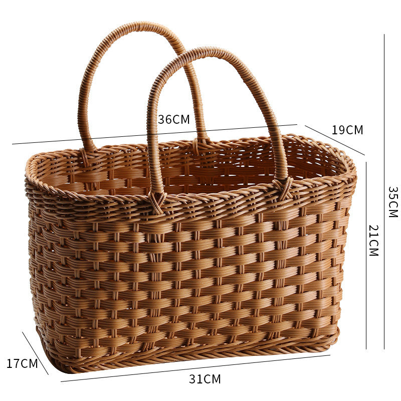Unisex Handwoven Shopping Basket with Two Handles Bowlift