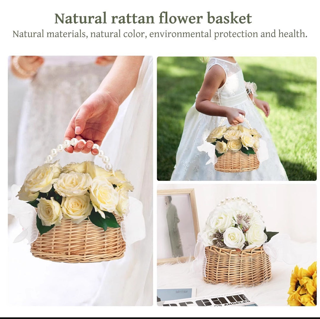 Ladies flower basket with elegant pearl decoration Bowlift
