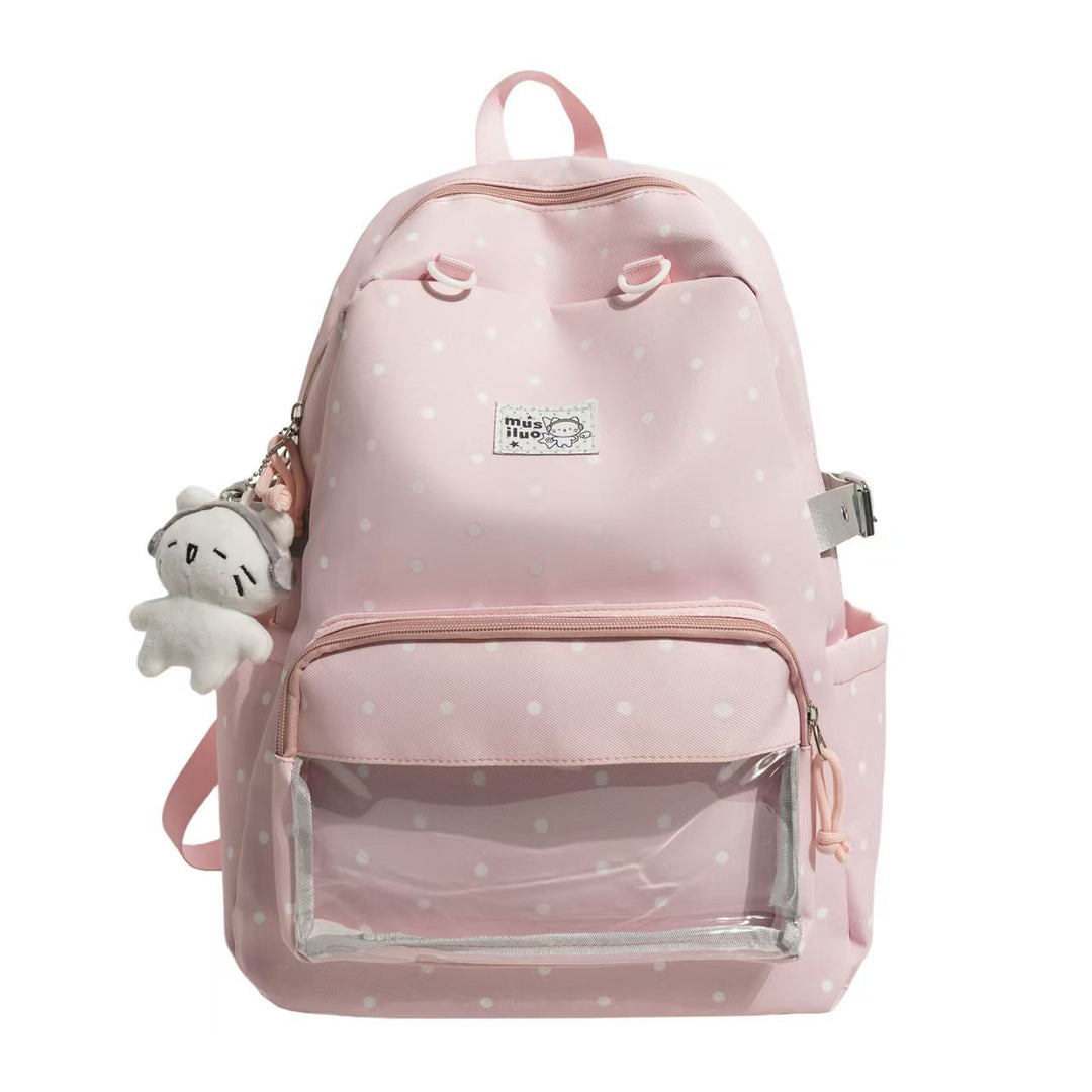 Polka Dot Embroidered Backpack Bowlift