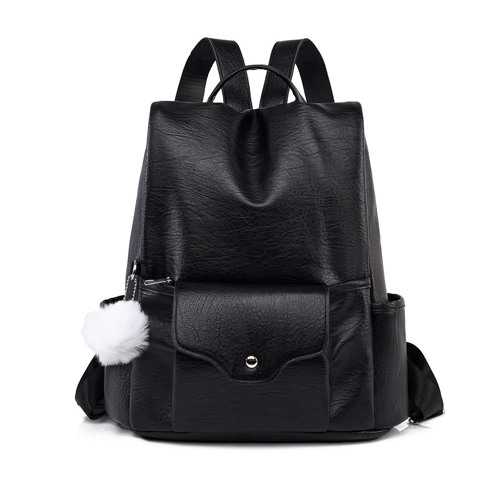 Versatile Casual Faux Leather Backpack