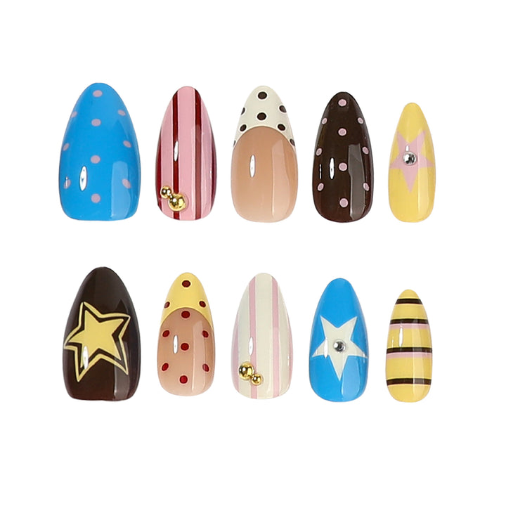 Creative artificial nails with playful patterns Bowlift