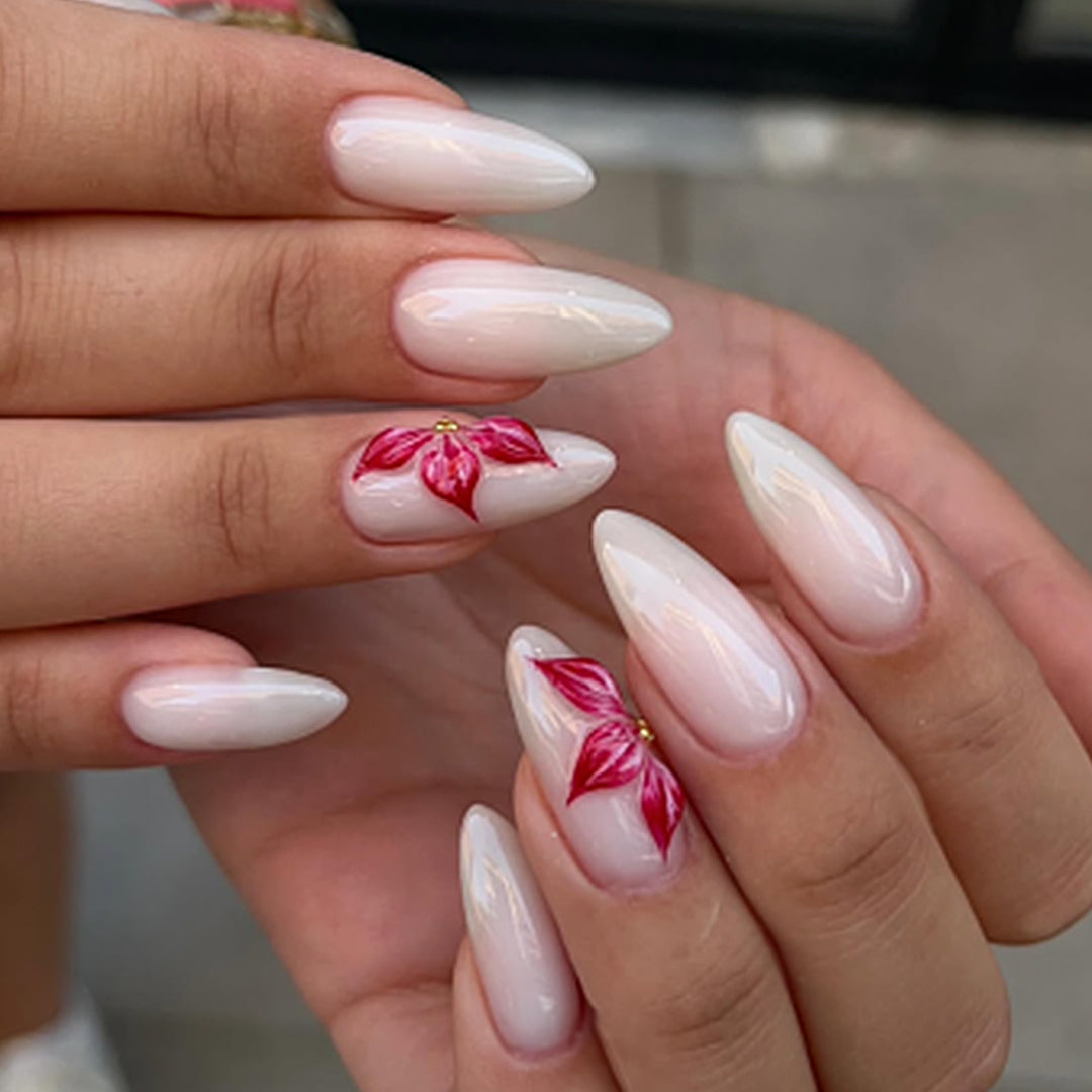 Artistic Floral Nail Decorations Bowlift