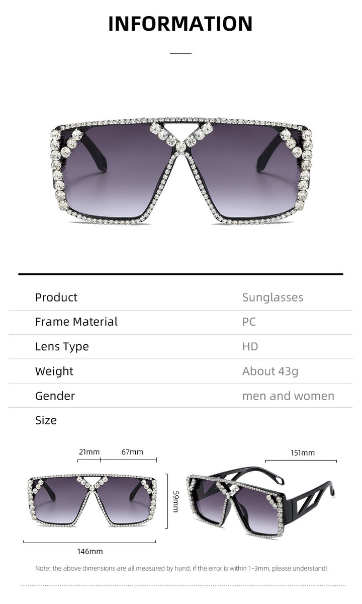 Women's Glamorous Oversized Sunglasses with Sparkling Frame and UV Protection Bowlift