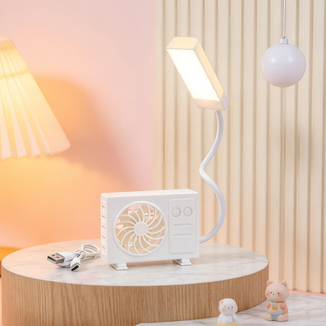 Women's table lamp with integrated USB fan Bowlift