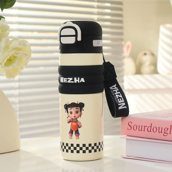 Women's Insulated Bottle with Playful Design and Practical Carry Handle Bowlift