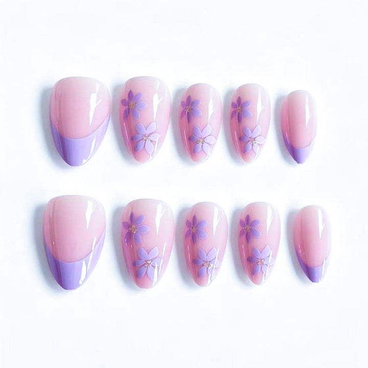 Artistic Floral-Embellished Press-On Nail Tips Bowlift
