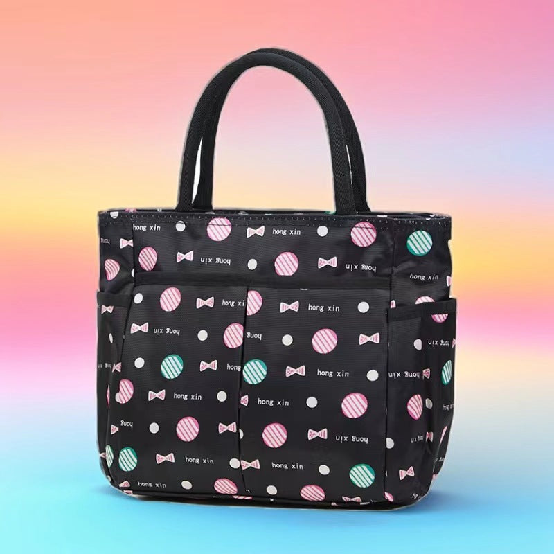 Multi-Pocket Candy Print Tote Bag Bowlift