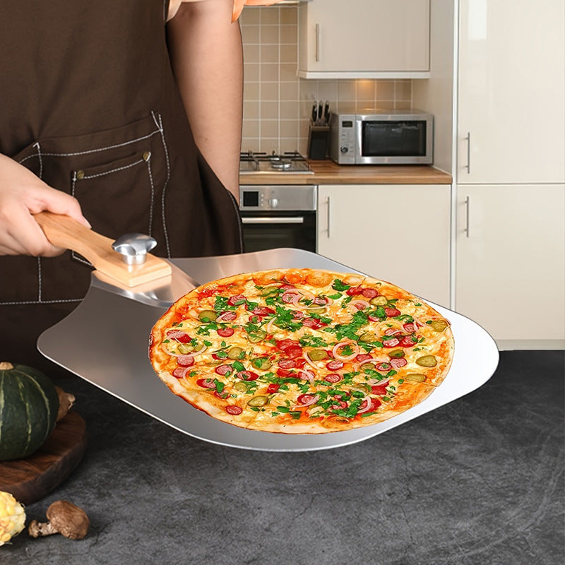 professional pizza peel set with foldable stainless steel shovel ergonomic wooden handle pizza cutter rocker and bench scraper Bowlift