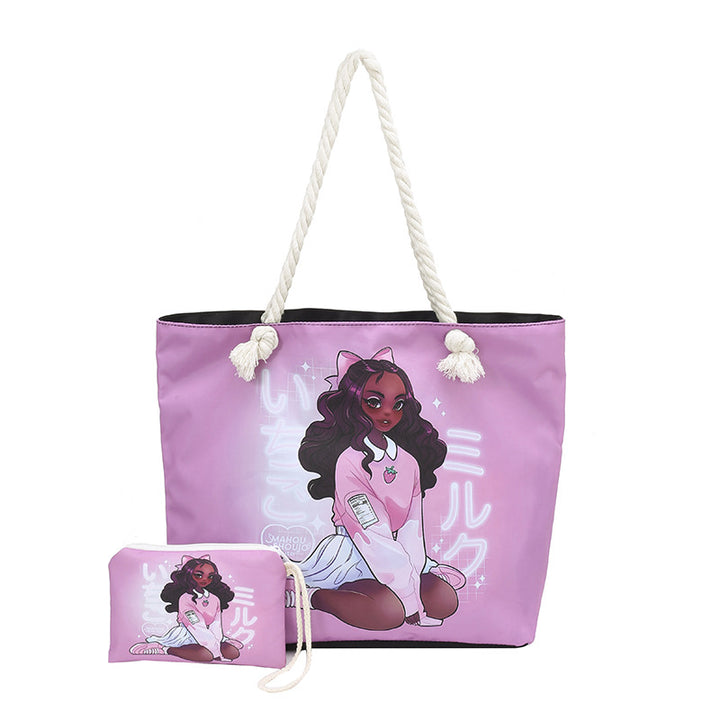 WoStylish Graphic Print Beach Tote Bag Bowlift