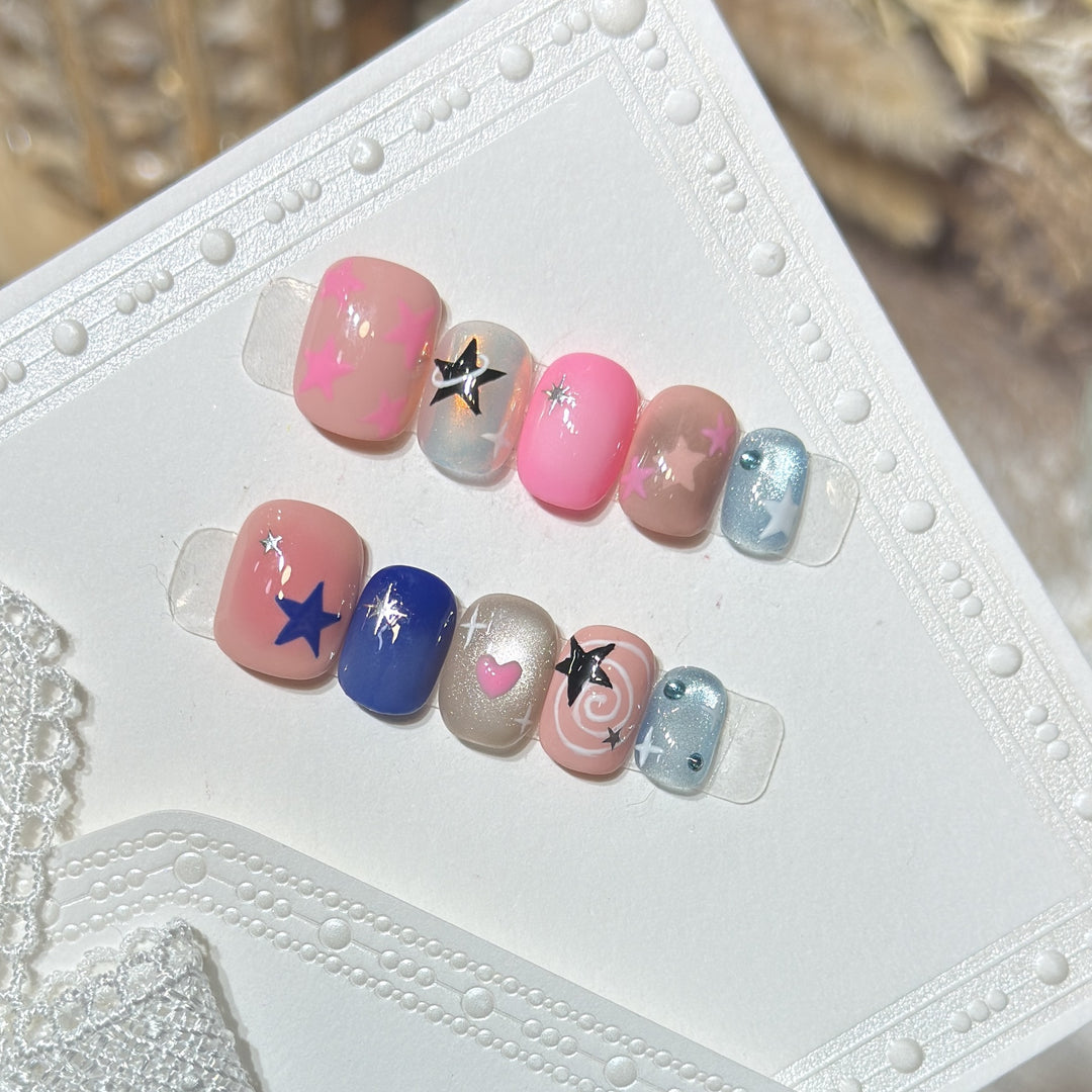 Decorative Nail Art Set with Star and Heart Accents Bowlift