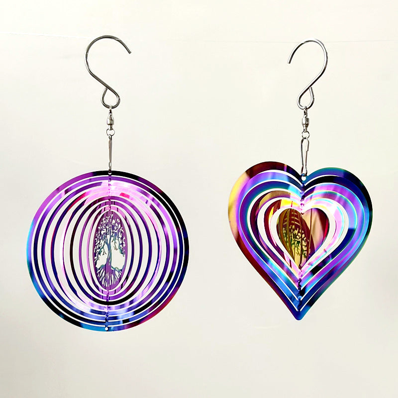 Iridescent Layered Heart Wind Spinner Hanging Suncatcher Bowlift