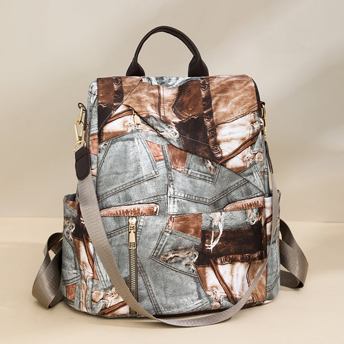 Artistic Patchrk Fabric Backpack Bowlift