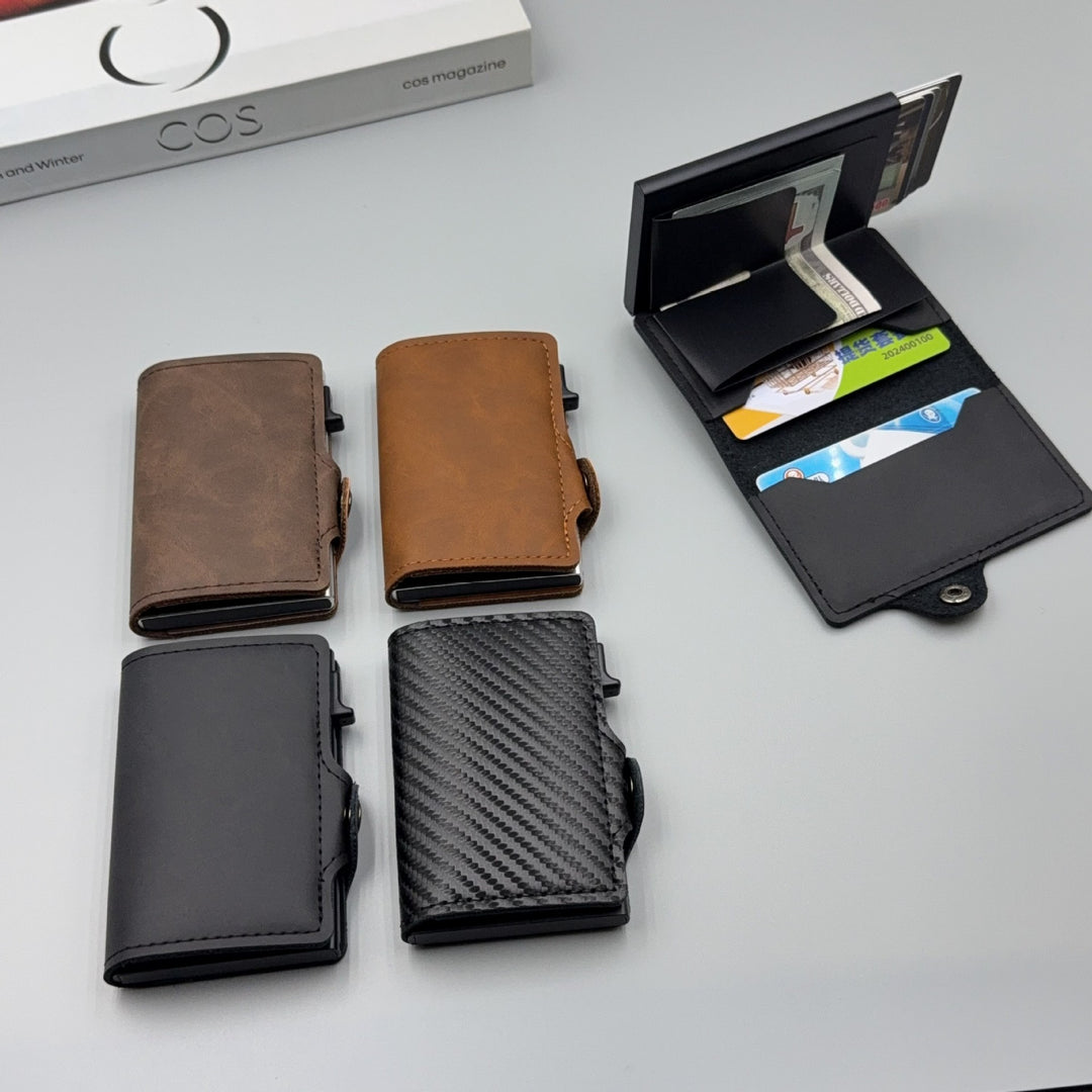 Carbon-Texture RFID Blocking Slim Card Wallet with Belt Clip Bowlift