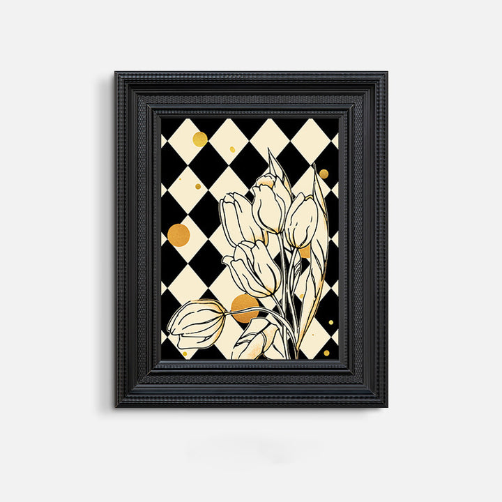 Framed Flower Pattern Geometric Artwork