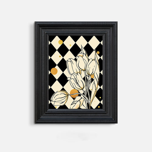 Framed Flower Pattern Geometric Artwork