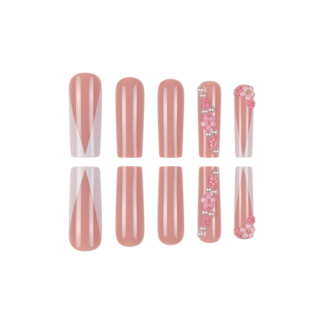 Decorative Floral Nail Art Press-On Set Bowlift