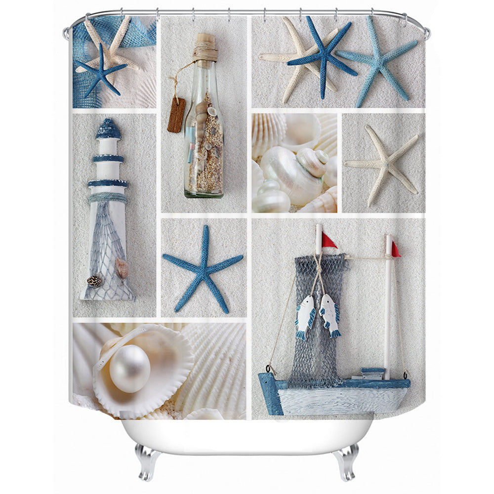 Coastal-themed Shower Curtain Bowlift