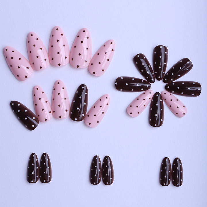 Artificial nails with creative dot pattern and elegant accents Bowlift