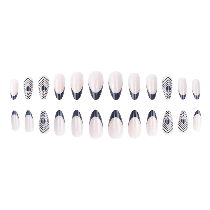 Stylish Stiletto Press-On Nails with Heart and Geometric Designs Bowlift