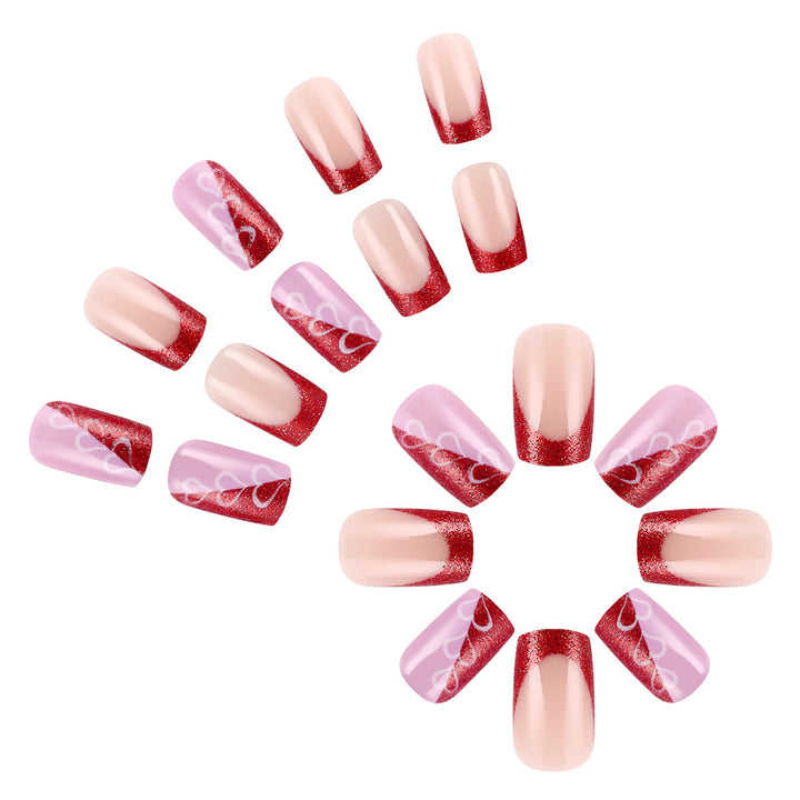 Heart-Embellished Acrylic Nail Art Bowlift