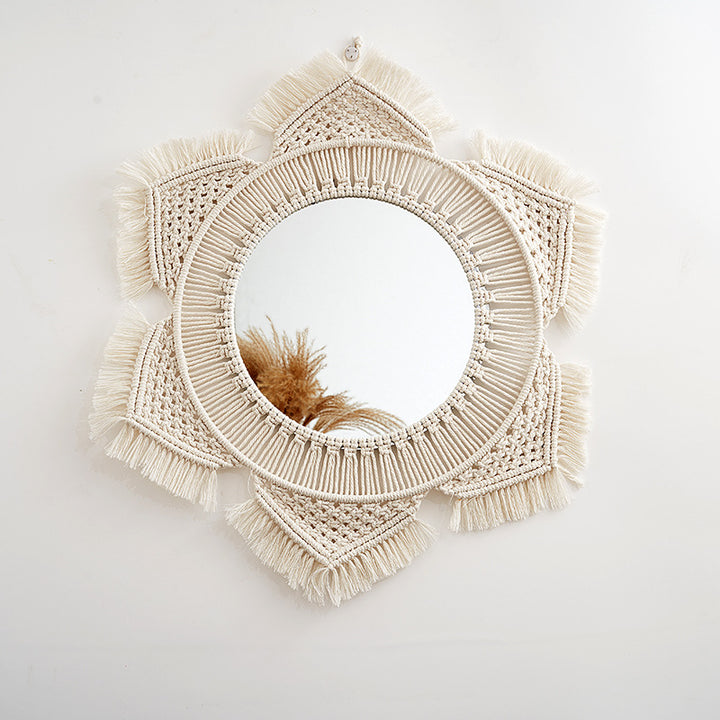 Macramé Decorative Round Wall Mirror Bowlift