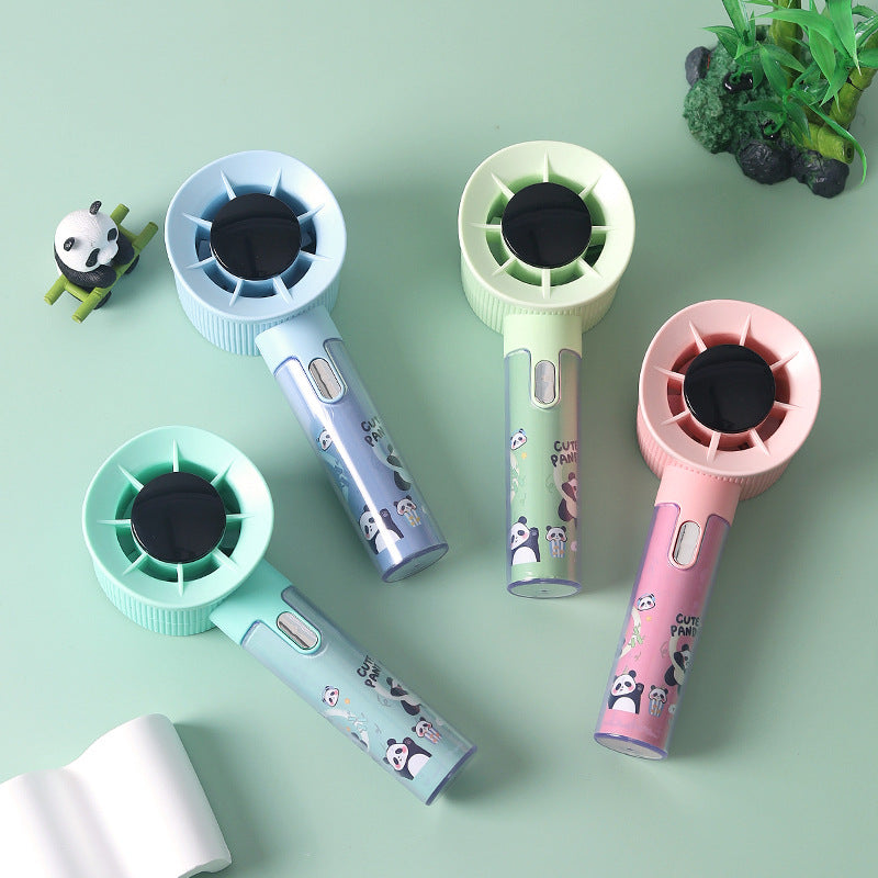 Cooling portable rechargeable handheld misting fan with cute panda print Bowlift
