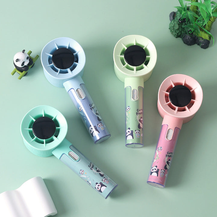 Cooling portable rechargeable handheld misting fan with cute panda print Bowlift