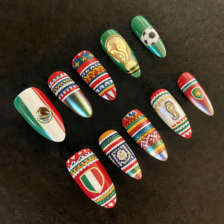 Artificial nail set with festive designs and unique motifs Bowlift
