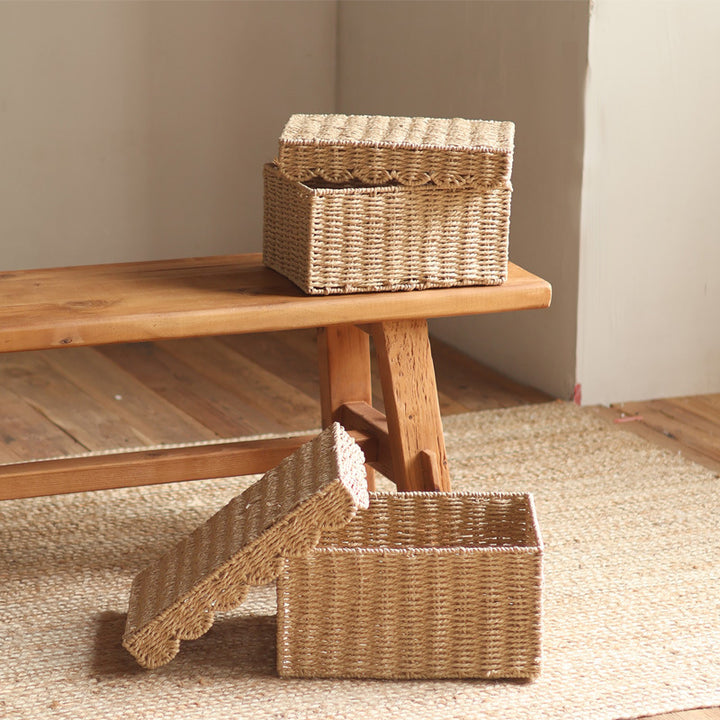 Handcrafted storage boxes made of natural material Bowlift