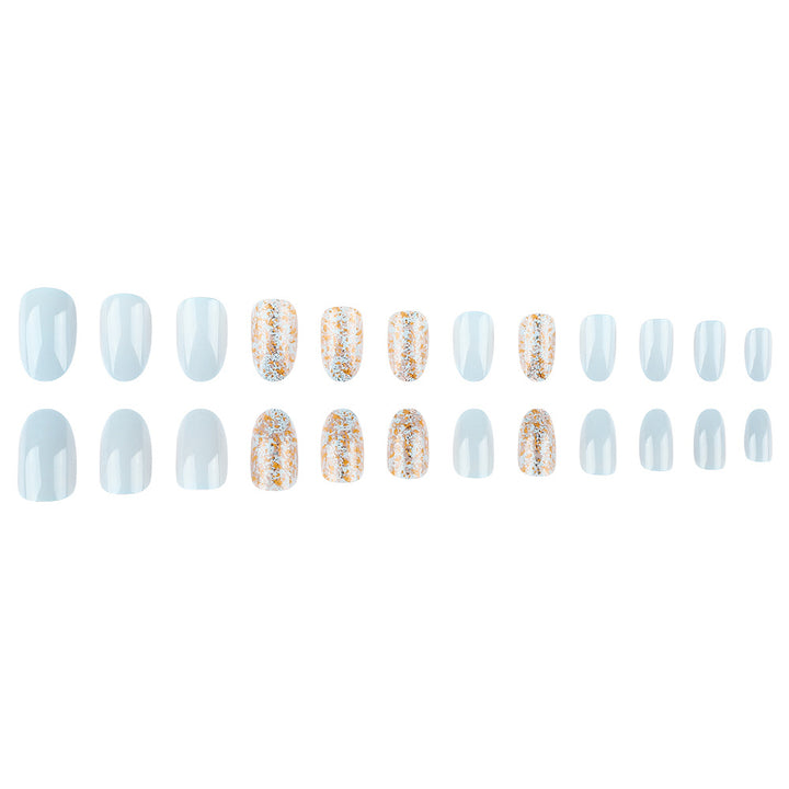 Elegant Press-On Nail Art Set with Glitter Accents Bowlift