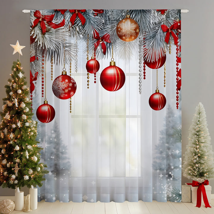 Decorative Floral Print Sheer Curtain