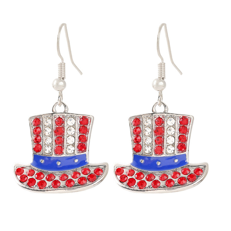 Women's nan patriotic horseshoe enamel dangle earrings with star-accented design and fishhook findings Bowlift