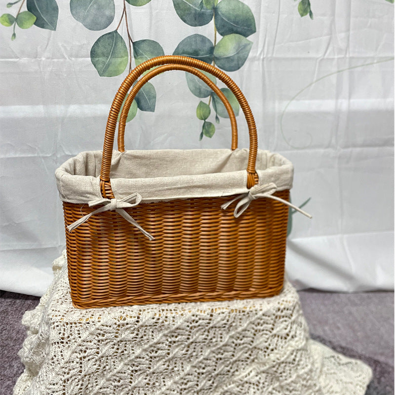 Handcrafted Woven Storage Basket with Liner Bowlift